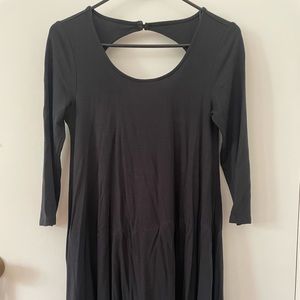 Black a-line dress with cutout detail